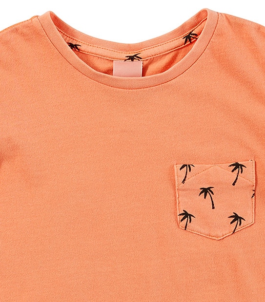 Boys' Short Sleeve Print Pocket T-Shirt - Orange
