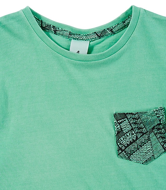 Boys' Short Sleeve Print Pocket T-Shirt - Green