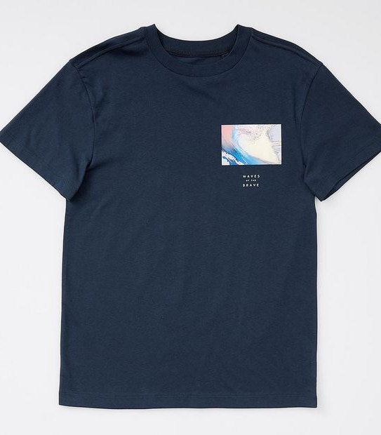Wave Print Fashion T-shirt - Navy Blue