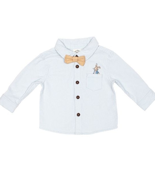 Baby Peter Rabbit Shirt with Bow - Pale Blue