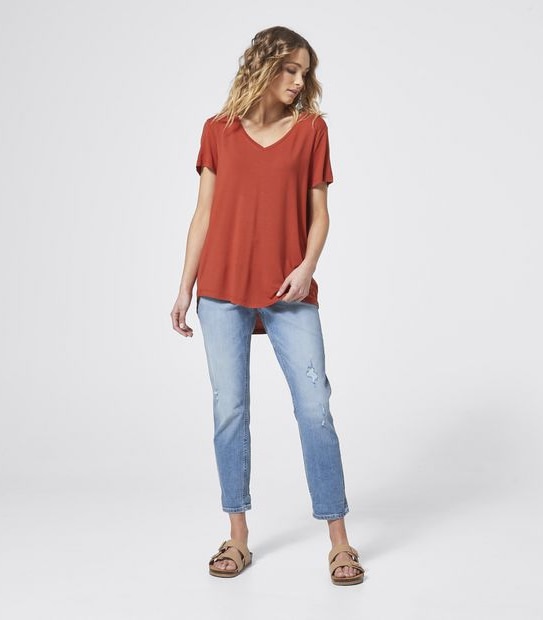 Modal/Elastane V-Neck T-Shirt