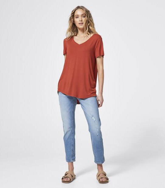 Modal/Elastane V-Neck T-Shirt