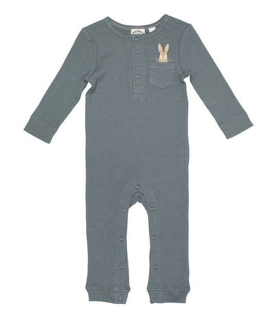Baby Peter Rabbit Organic Cotton Rib Romper - Khaki