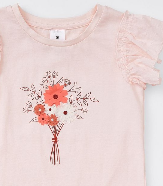 Flutter Floral Embroidered T-shirt - Pink