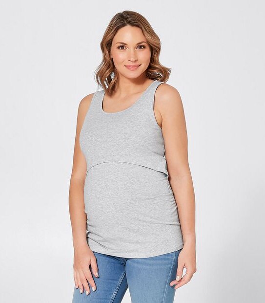 Maternity Organic Cotton Nursing Tank Grey Marle Target Australia