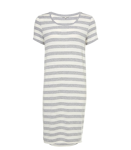 T-Shirt Dress- Grey / White