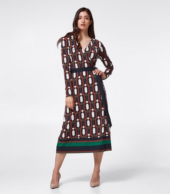 Preview Wrap Knit Dress -  Geo Print
