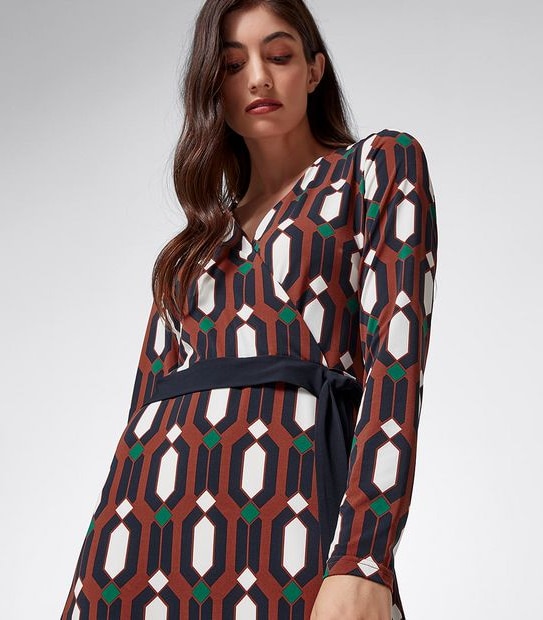 Preview Wrap Knit Dress -  Geo Print