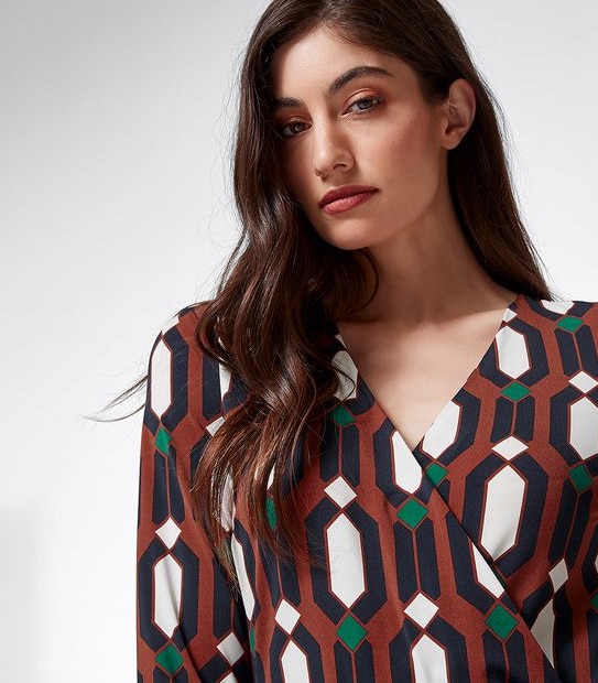 Preview Wrap Knit Dress -  Geo Print