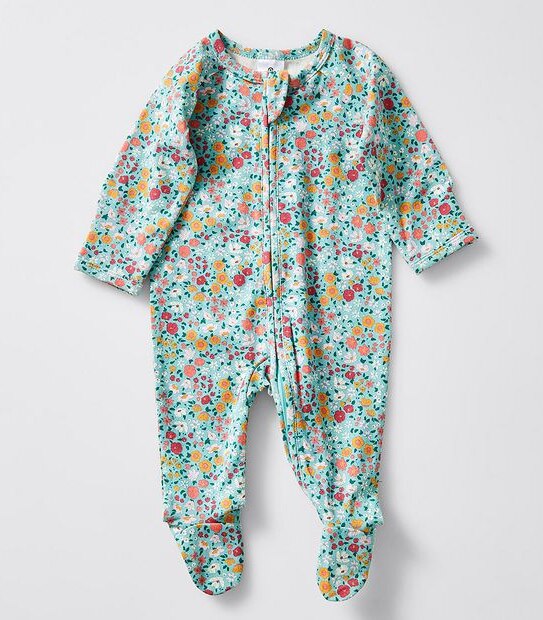 Organic Cotton Floral Coverall - Blue
