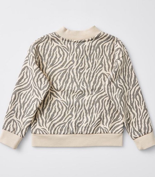 Zebra Print Zip Bomber Jacket - Neutral