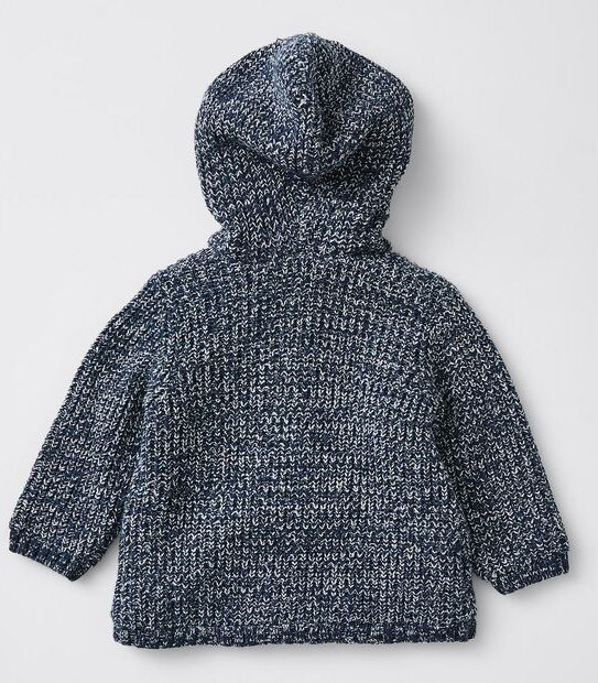 Baby Hooded Knit Cardigan - Navy Blue