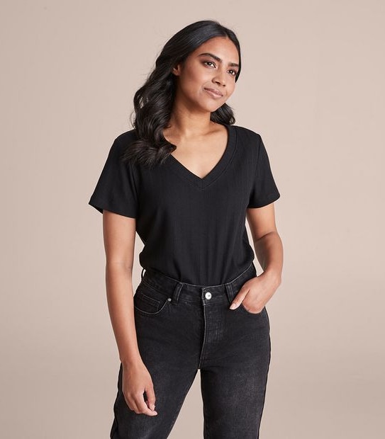 Dannii Minogue Petites Rib V-Neck T-Shirt