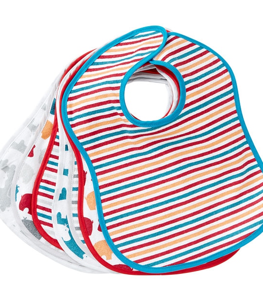7 Pack Toddler Bibs - Hippos