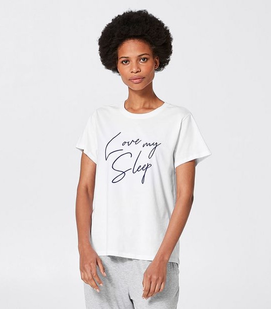 Printed Sleep T-Shirt - White Love My Sleep
