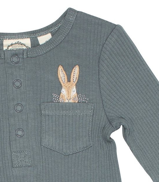 Baby Peter Rabbit Organic Cotton Rib Romper - Khaki