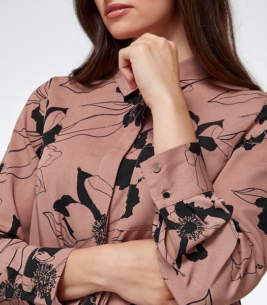 Preview Long Sleeve Relaxed Shirt - Pink/Black Floral