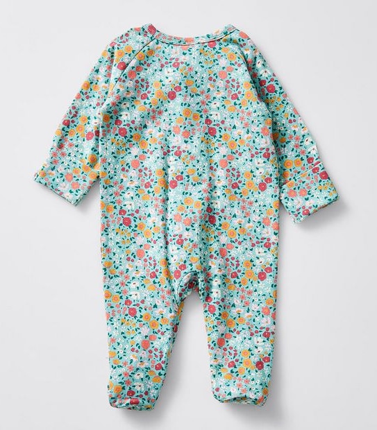 Organic Cotton Floral Coverall - Blue