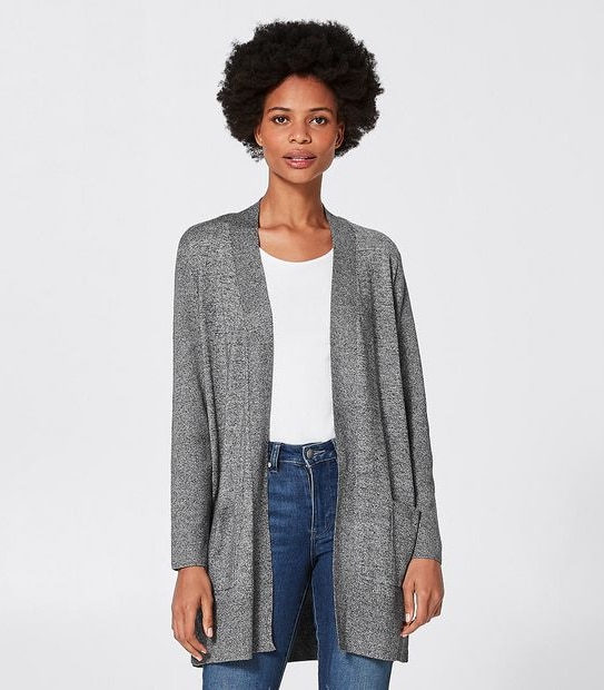 Edge-To-Edge Cardigan - Black/White Marle