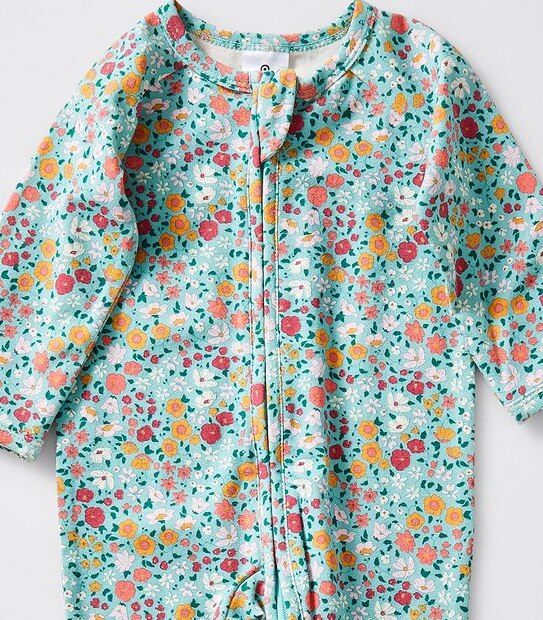 Organic Cotton Floral Coverall - Blue