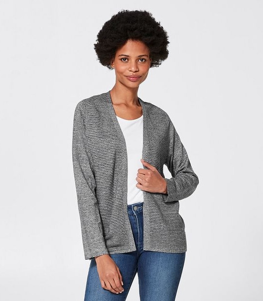 Short Edge-To-Edge Cardigan - Black/White Marle