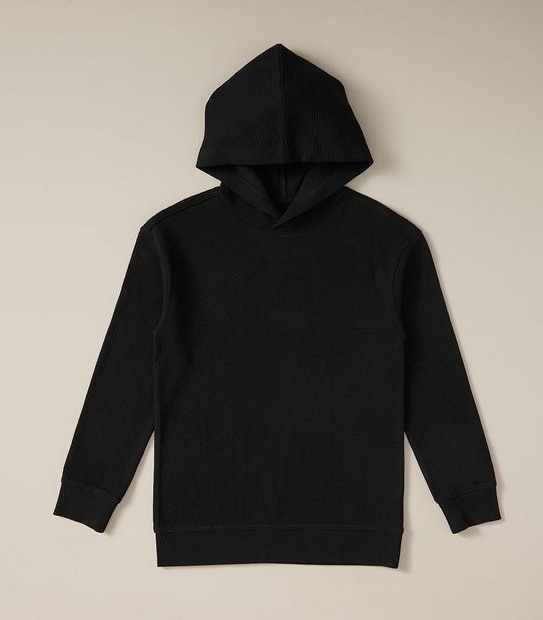 Waffle Long Sleeve Hooded Top