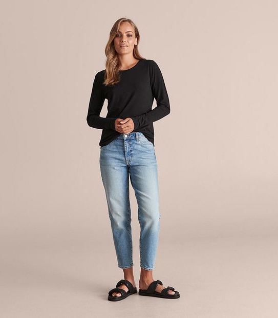 Organic Cotton Long Sleeve Crew Neck T-Shirt
