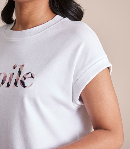 Dannii Minogue Petites Grown On Sleeve Neck Rib T-Shirt 3 of 6