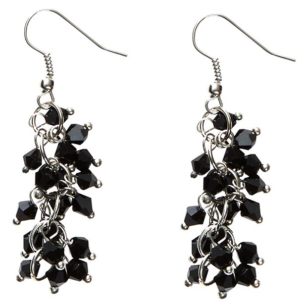 Glamorous Beaded Drop Earrings – Black Glamorous Beaded Drop Earrings – Black