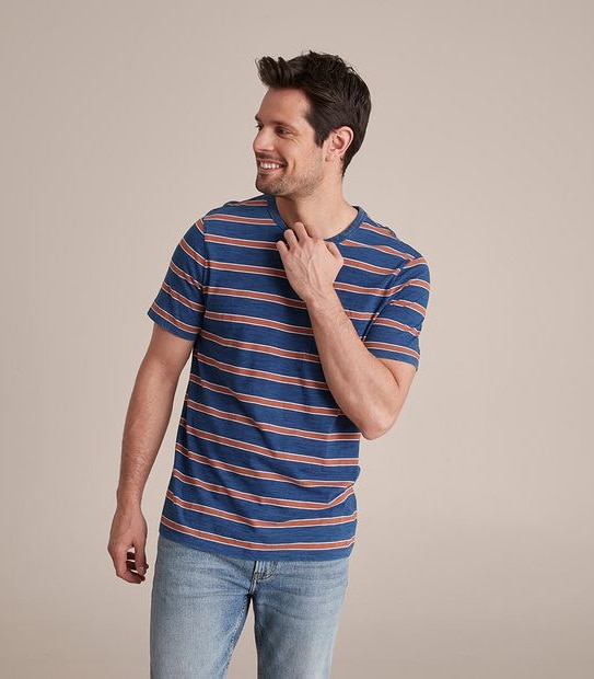 Striped Indigo Dyed T-Shirt