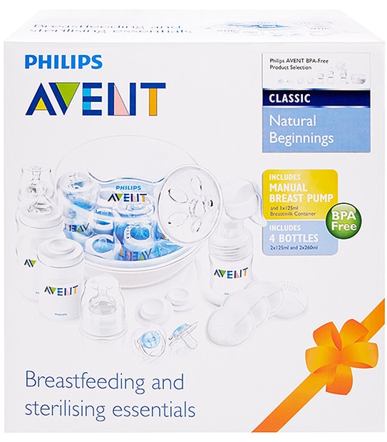 Avent Natural Beginnings Breastfeeding And Sterilising Essentials Set
