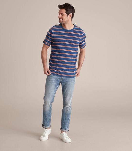 Striped Indigo Dyed T-Shirt