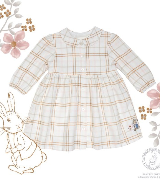 Peter Rabbit Baby Check Flannel Dress