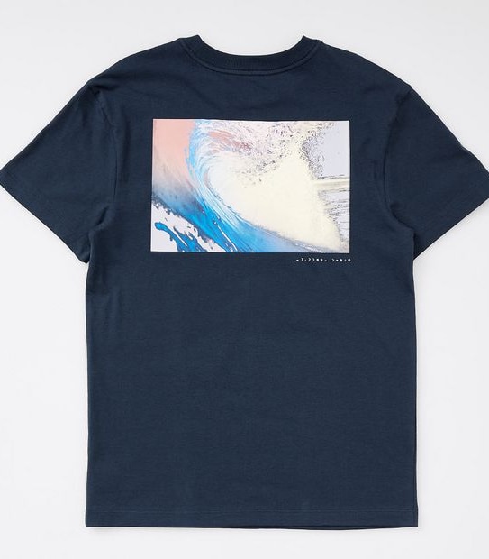 Wave Print Fashion T-shirt - Navy Blue