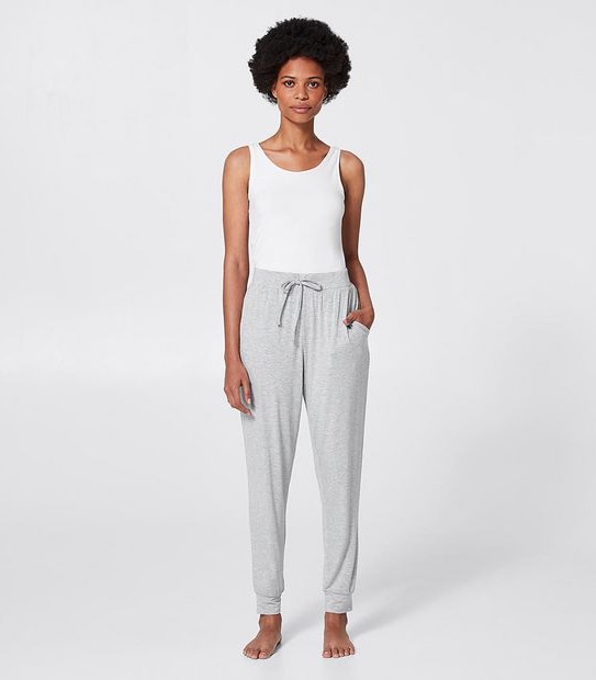Full Length Bamboo Cuffed Sleep Pants - Grey