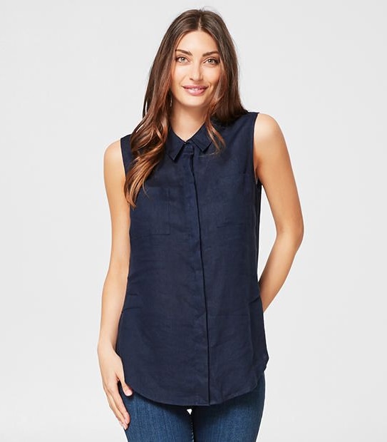 Sleeveless Linen Shirt