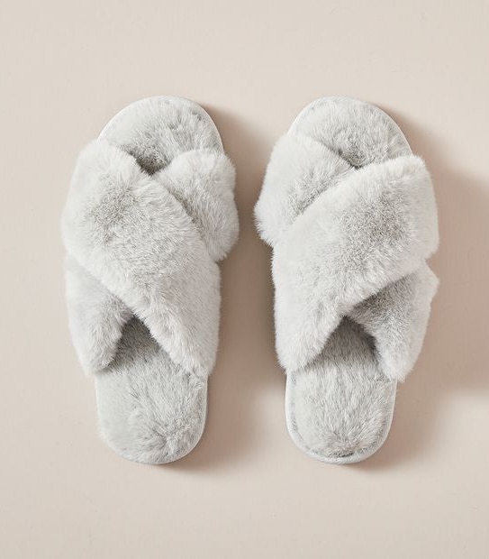 Womens Libbi Faux Fur Crossover Scuff Slippers