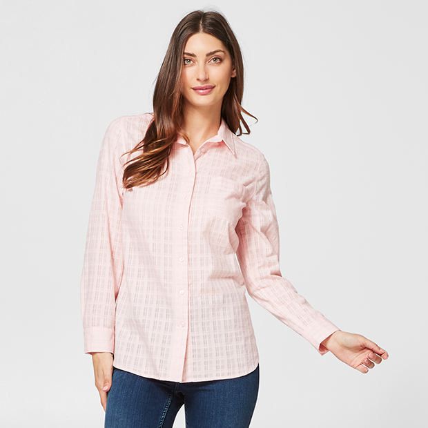 Courtney Girlfriend Shirt - Blush Crosshatch Courtney Girlfriend Shirt - Blush Crosshatch