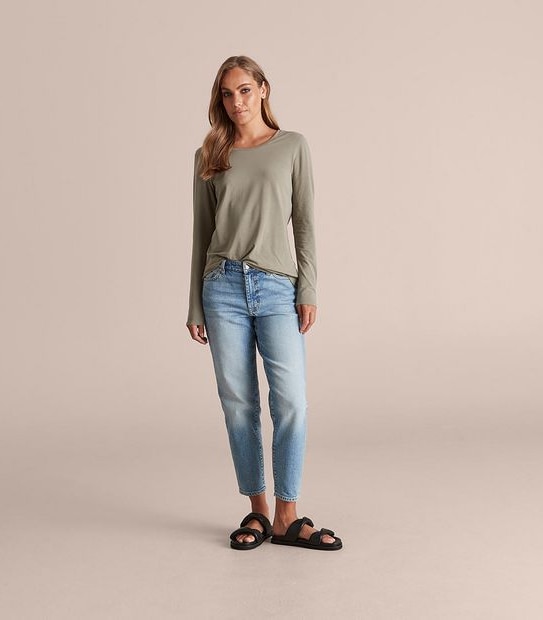 Organic Cotton Long Sleeve Crew Neck T-Shirt