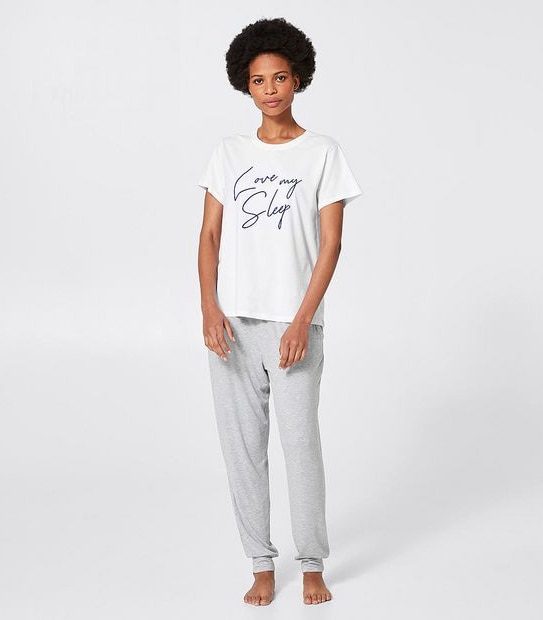 Printed Sleep T-Shirt - White Love My Sleep