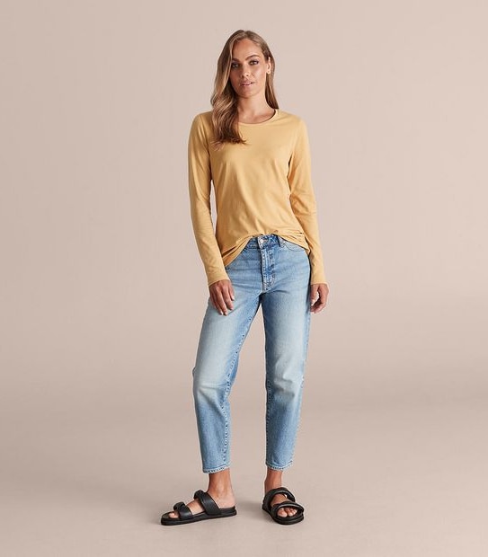Organic Cotton Long Sleeve Crew Neck T-Shirt