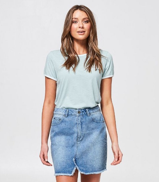 Piping Hot Deconstructed Denim Mini Skirt - Blue