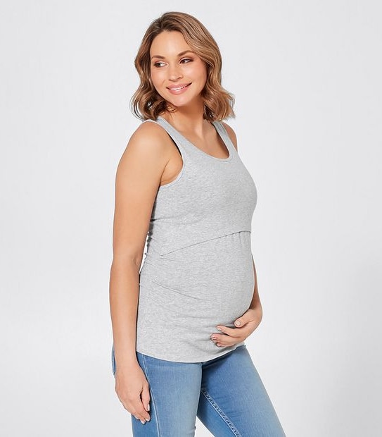 Maternity Organic Cotton Nursing Tank Grey Marle Target Australia