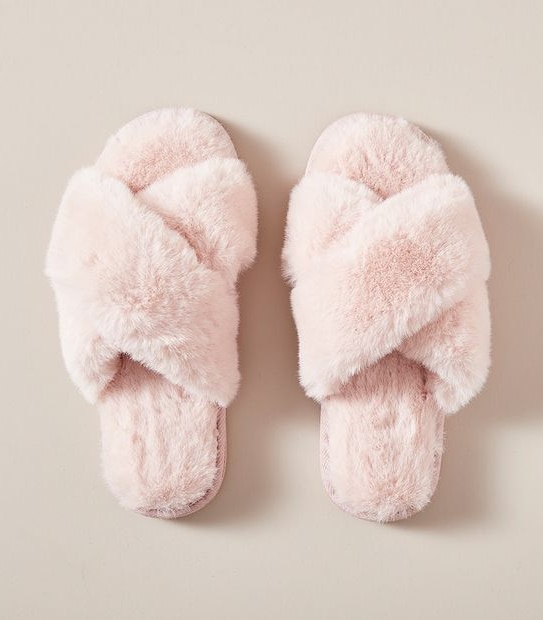 Womens Libbi Faux Fur Crossover Scuff Slippers