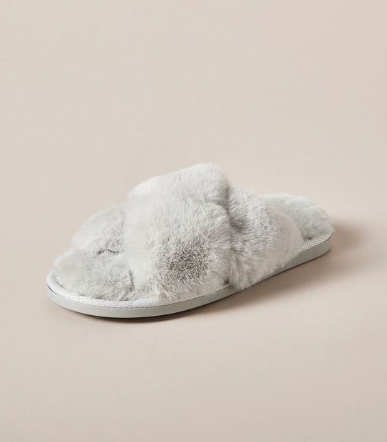 Womens Libbi Faux Fur Crossover Scuff Slippers