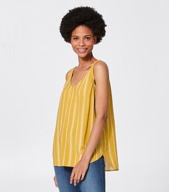 Tarryn V-Neck Tank - Yellow Textured Stripe