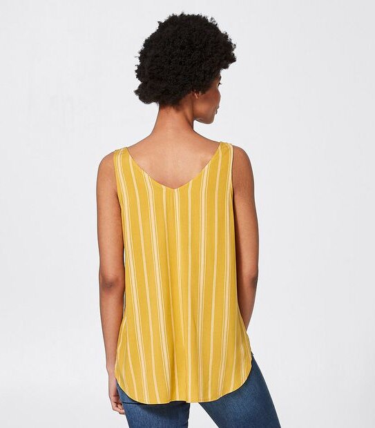 Tarryn V-Neck Tank - Yellow Textured Stripe