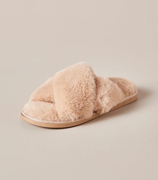Womens Libbi Faux Fur Crossover Scuff Slippers