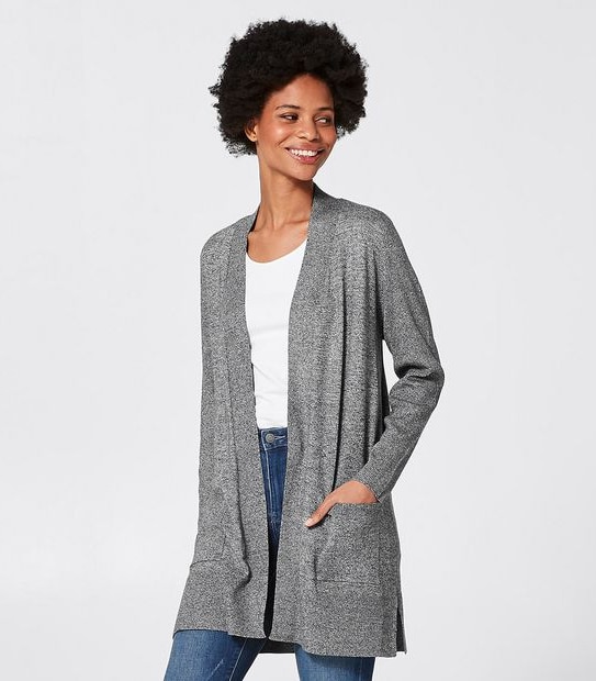 Edge-To-Edge Cardigan - Black/White Marle