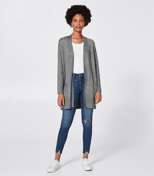 Edge-To-Edge Cardigan - Black/White Marle